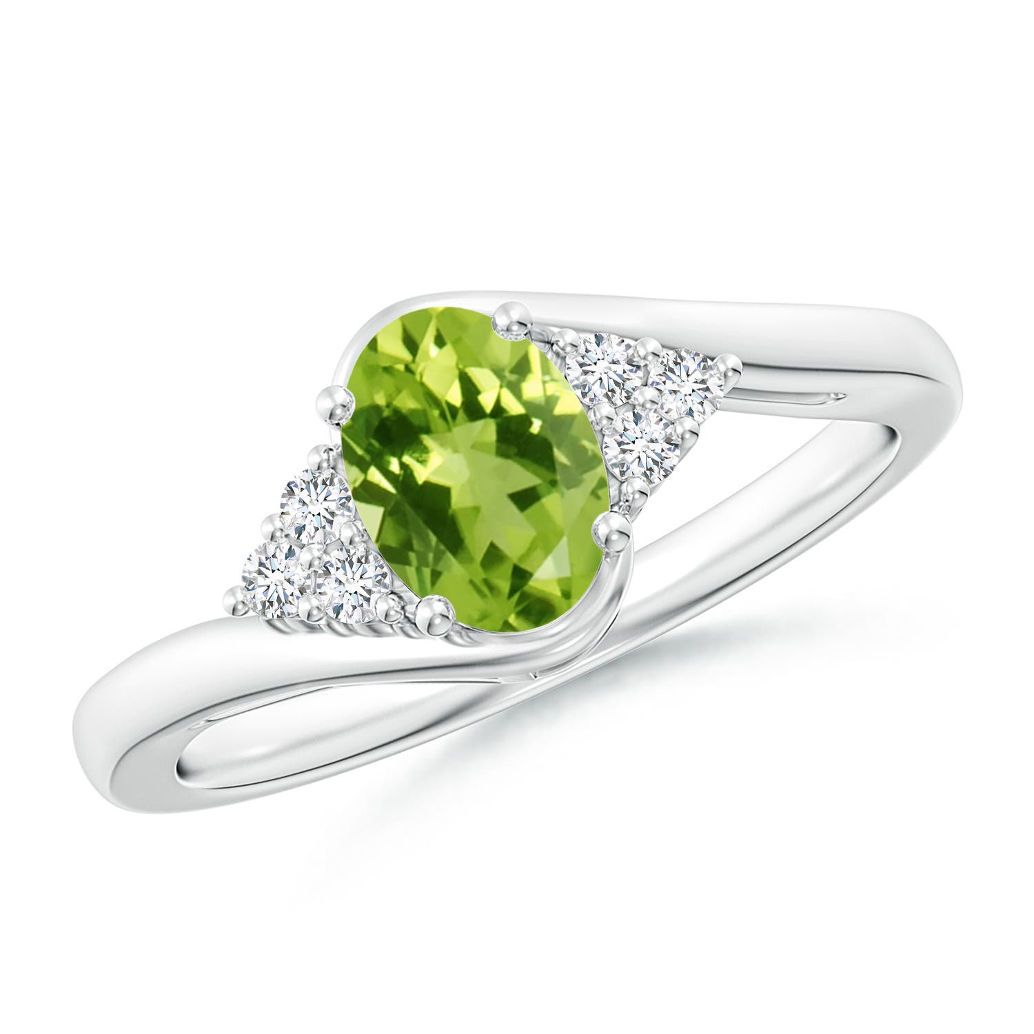 AAA - Peridot / 0.96 CT / 14 KT White Gold