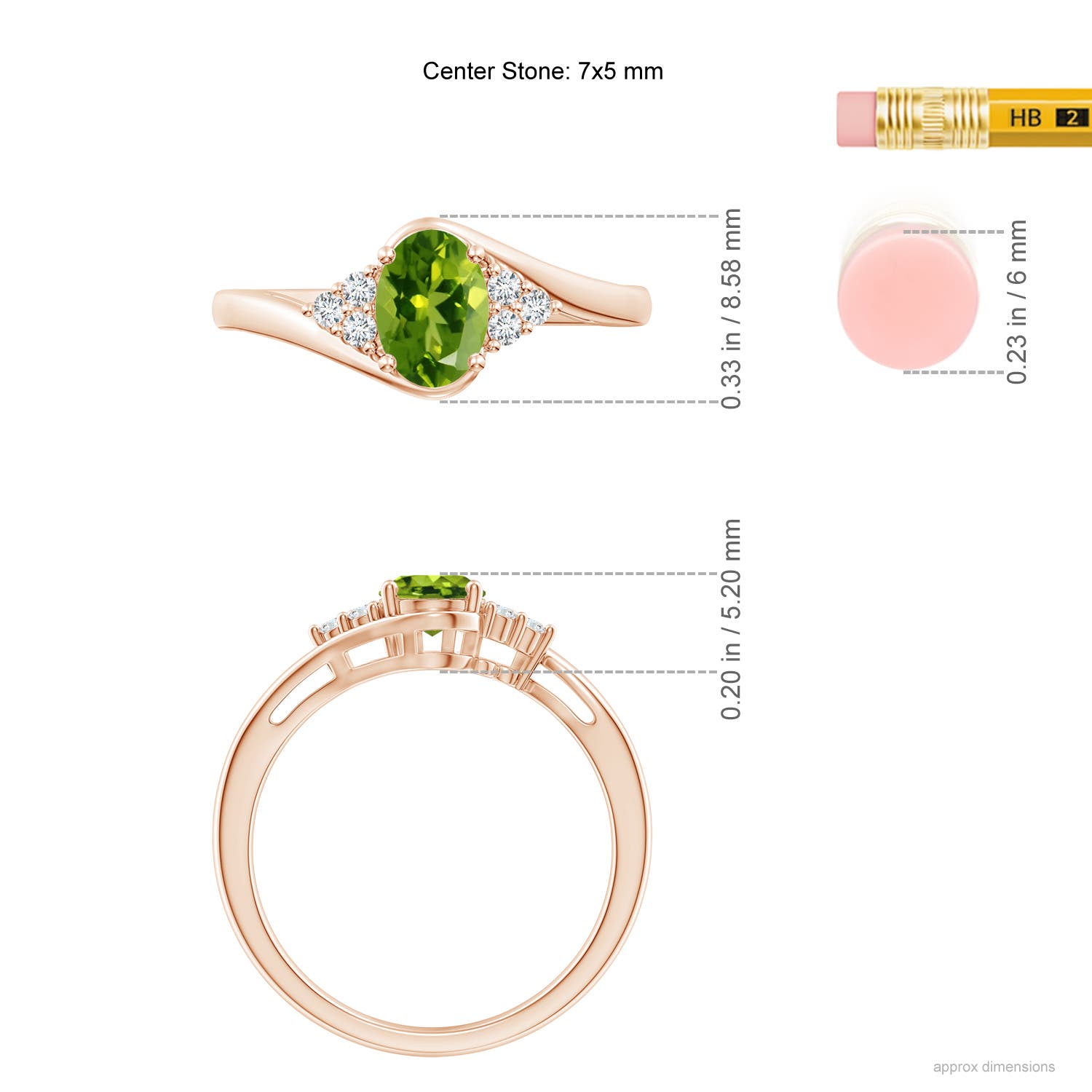 AAAA - Peridot / 0.96 CT / 14 KT Rose Gold