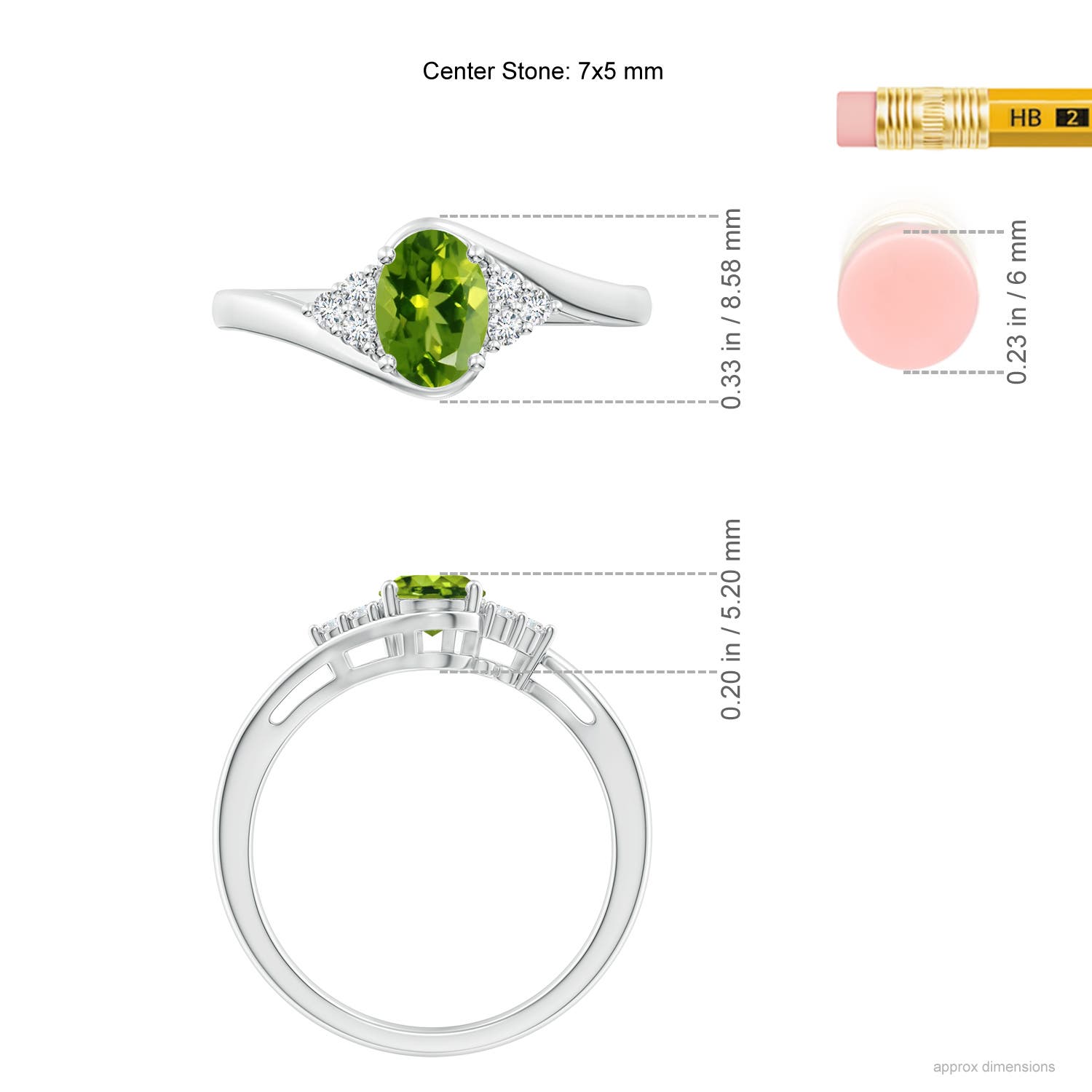 AAAA - Peridot / 0.96 CT / 14 KT White Gold