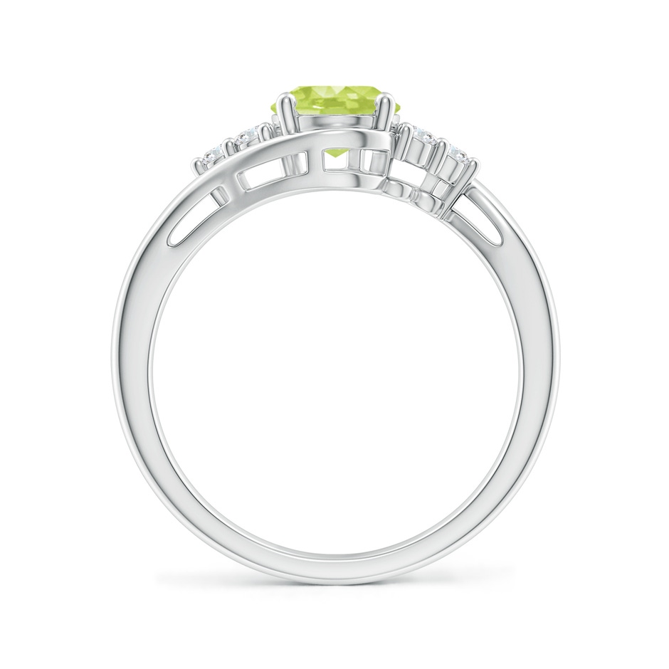8x6mm A Oval Peridot Bypass Ring with Trio Diamond Accents in P950 Platinum side-1