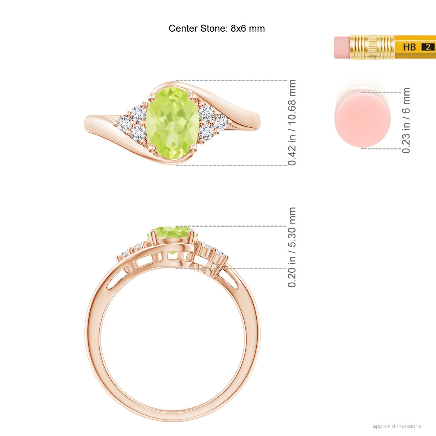 A - Peridot / 1.52 CT / 14 KT Rose Gold