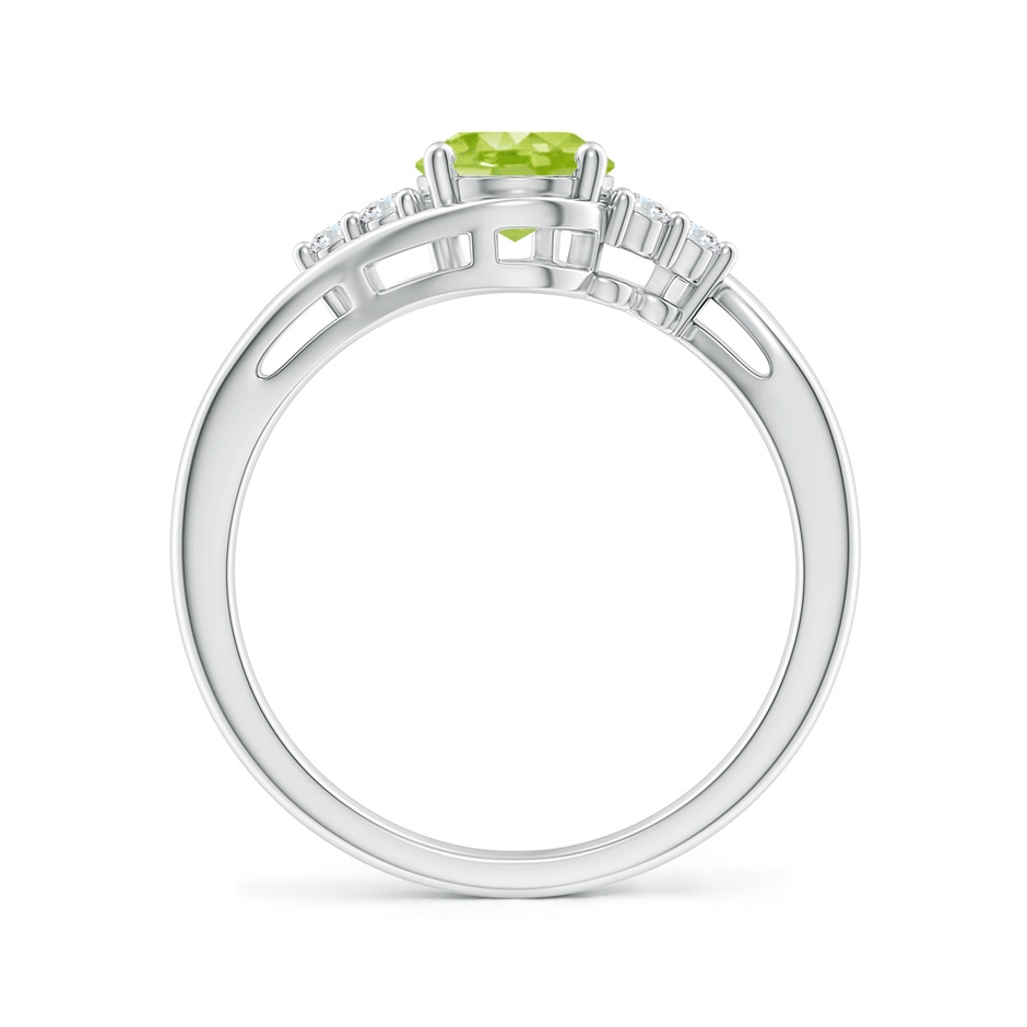 8x6mm AA Oval Peridot Bypass Ring with Trio Diamond Accents in White Gold side-1