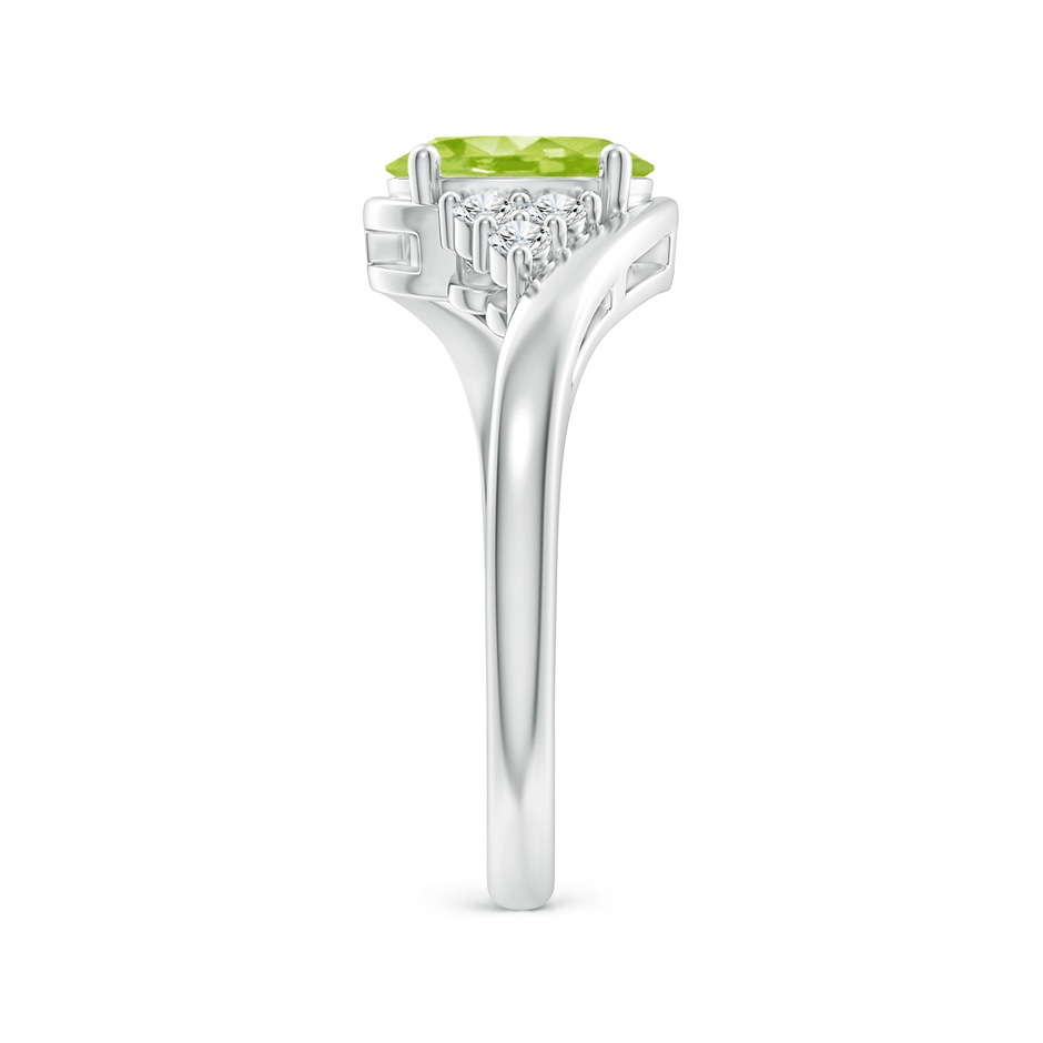8x6mm AA Oval Peridot Bypass Ring with Trio Diamond Accents in White Gold side-2