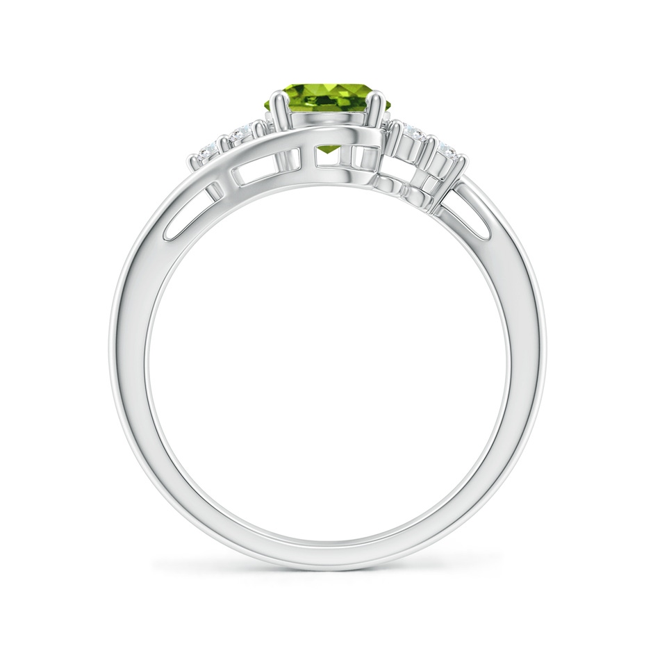 8x6mm AAAA Oval Peridot Bypass Ring with Trio Diamond Accents in White Gold side-1