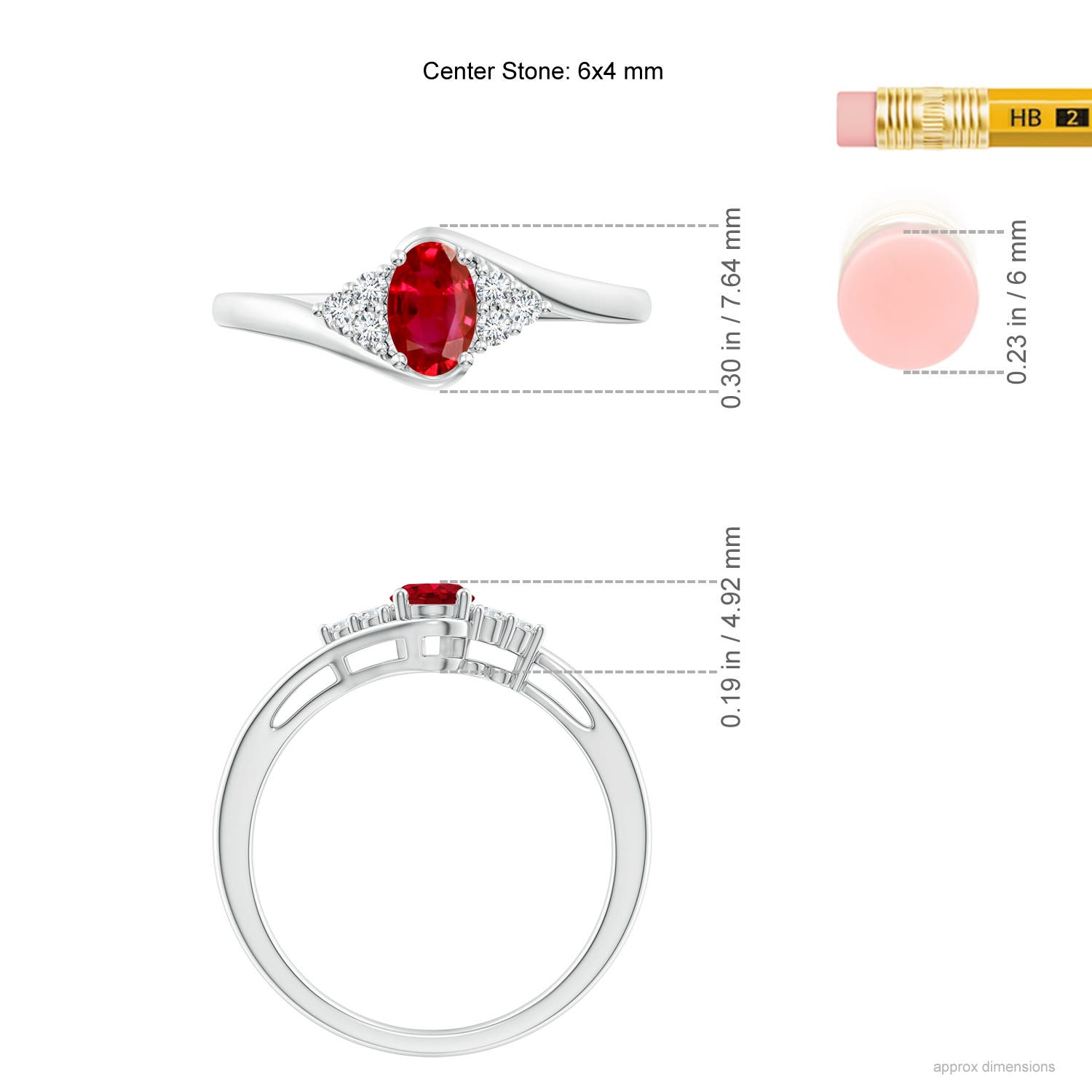 AAA - Ruby / 0.68 CT / 14 KT White Gold