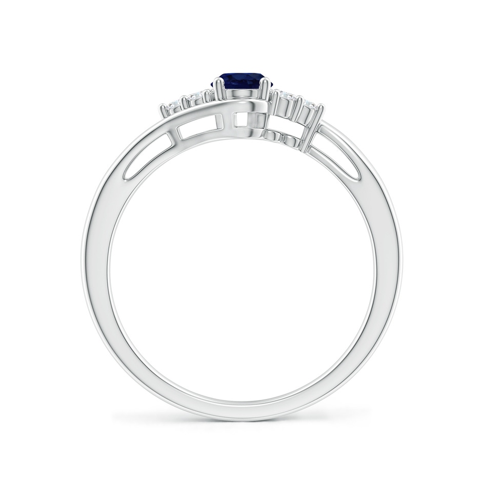 6x4mm A Oval Sapphire Bypass Ring with Trio Diamond Accents in P950 Platinum side 1