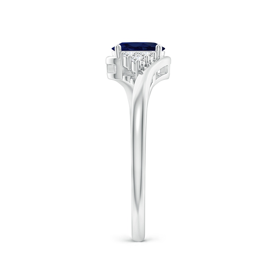 6x4mm A Oval Sapphire Bypass Ring with Trio Diamond Accents in P950 Platinum side 2