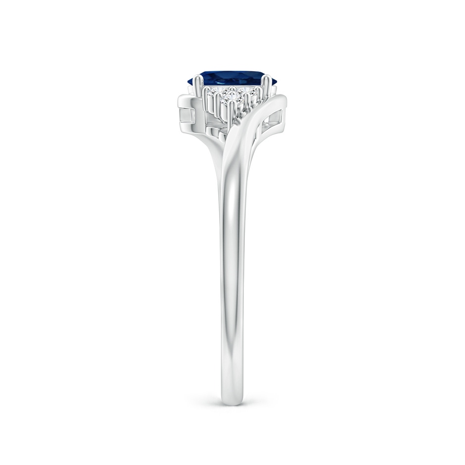 6x4mm AA Oval Sapphire Bypass Ring with Trio Diamond Accents in White Gold side 2