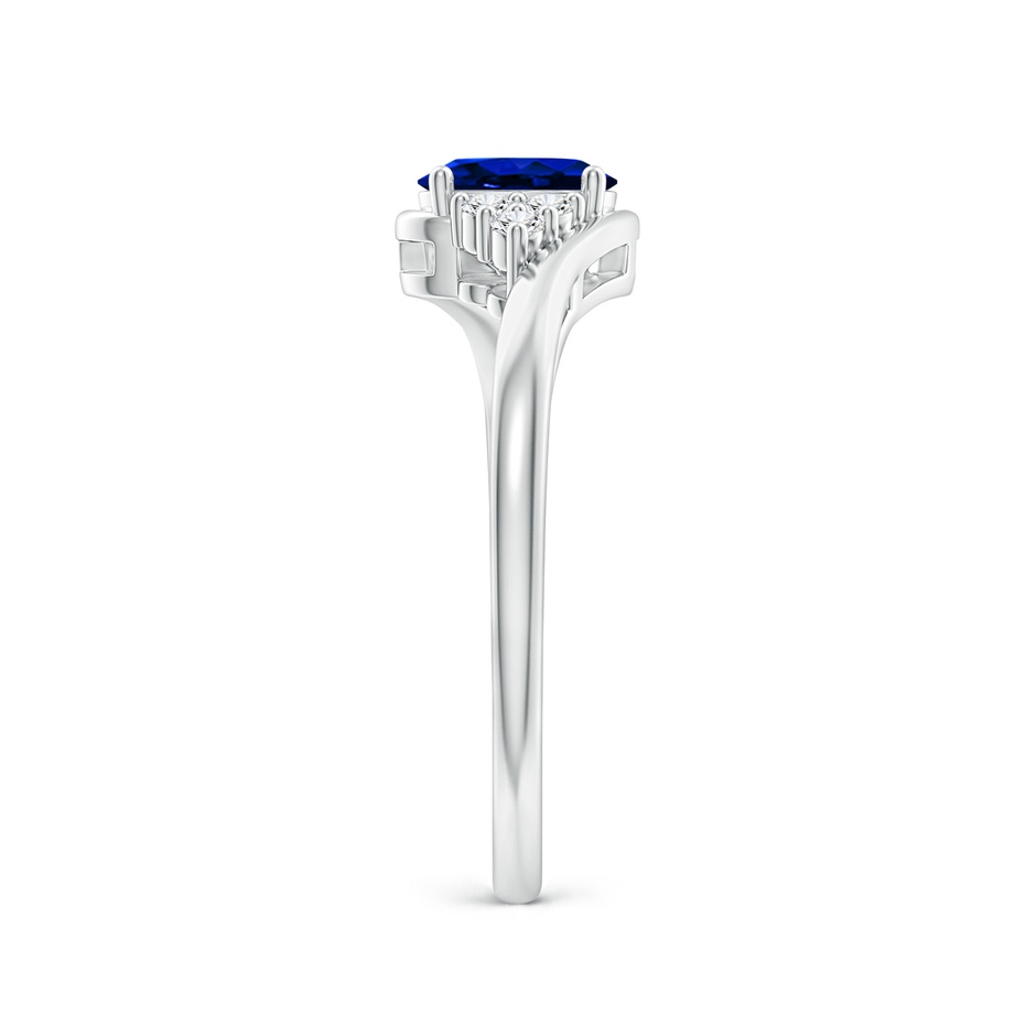 6x4mm AAAA Oval Sapphire Bypass Ring with Trio Diamond Accents in White Gold side 2