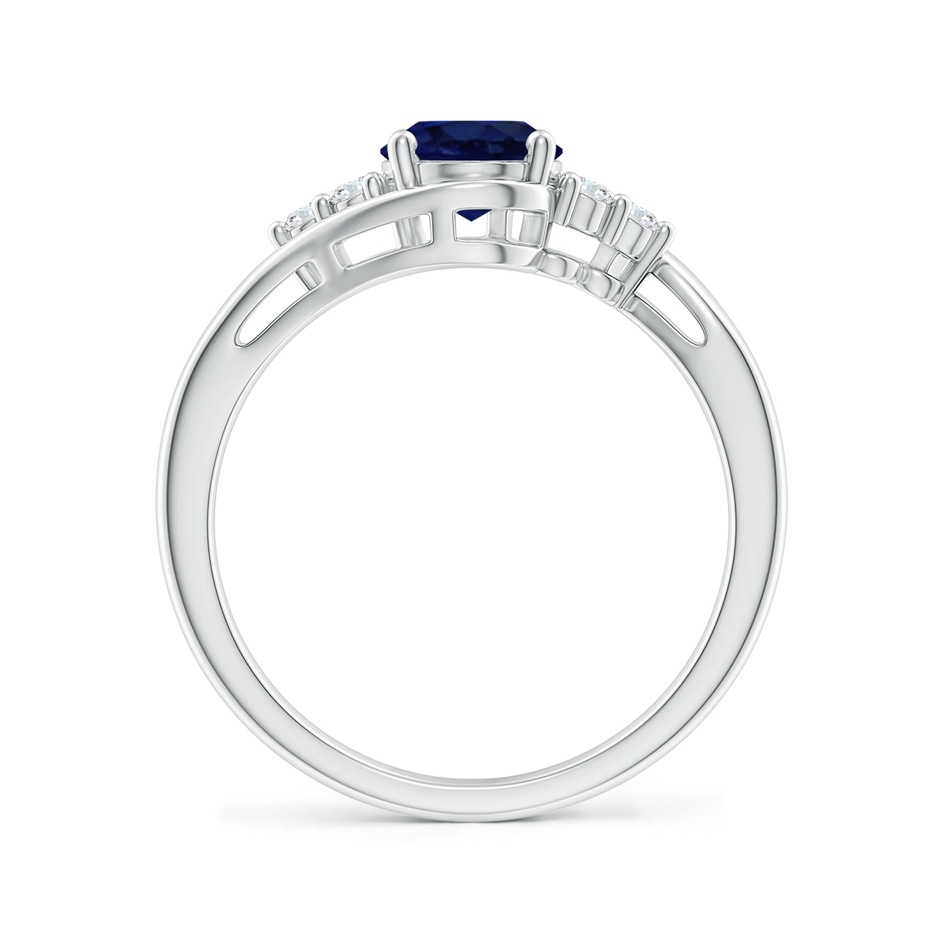 8x6mm A Oval Sapphire Bypass Ring with Trio Diamond Accents in White Gold side 1