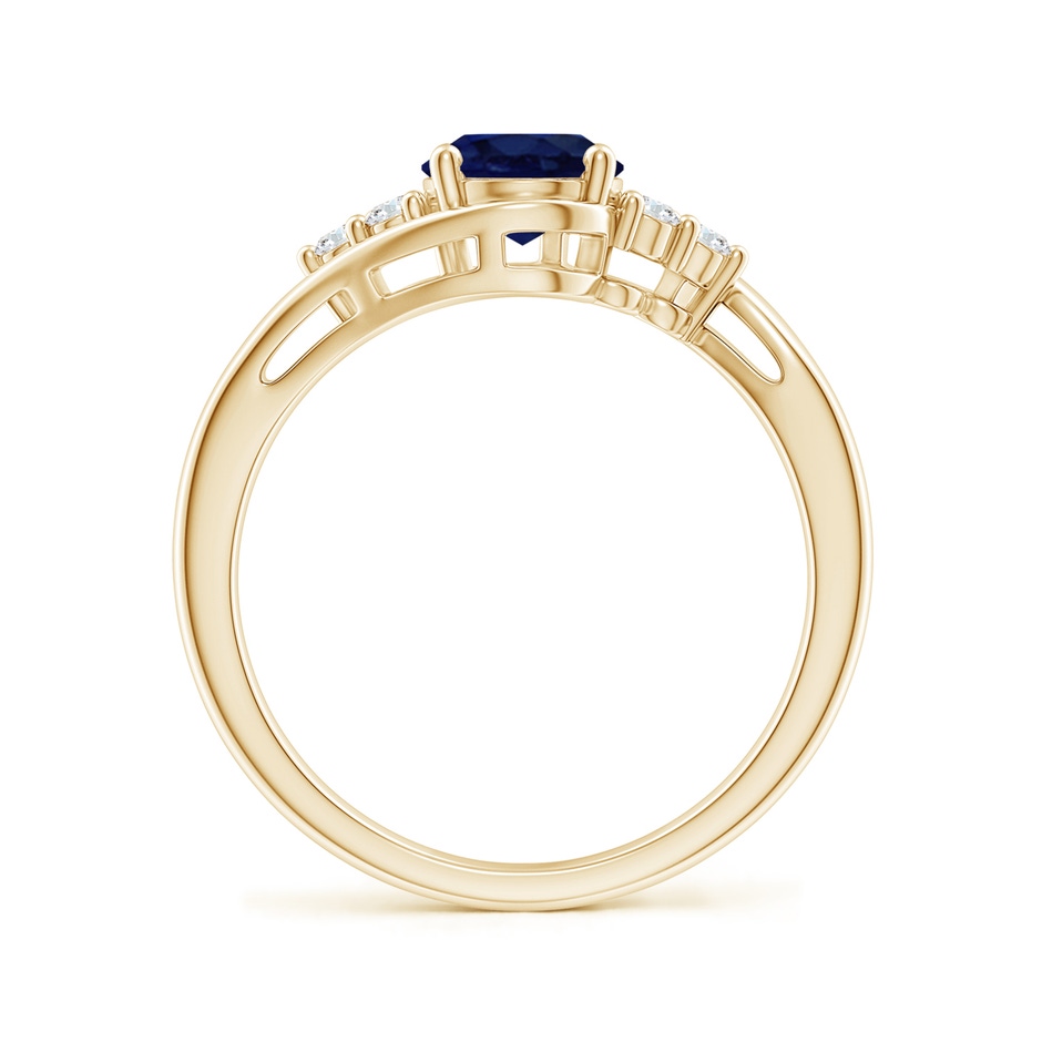 8x6mm A Oval Sapphire Bypass Ring with Trio Diamond Accents in Yellow Gold side 1