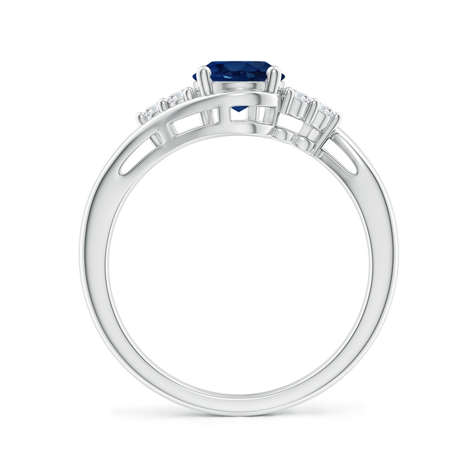 8x6mm AA Oval Sapphire Bypass Ring with Trio Diamond Accents in P950 Platinum side 1