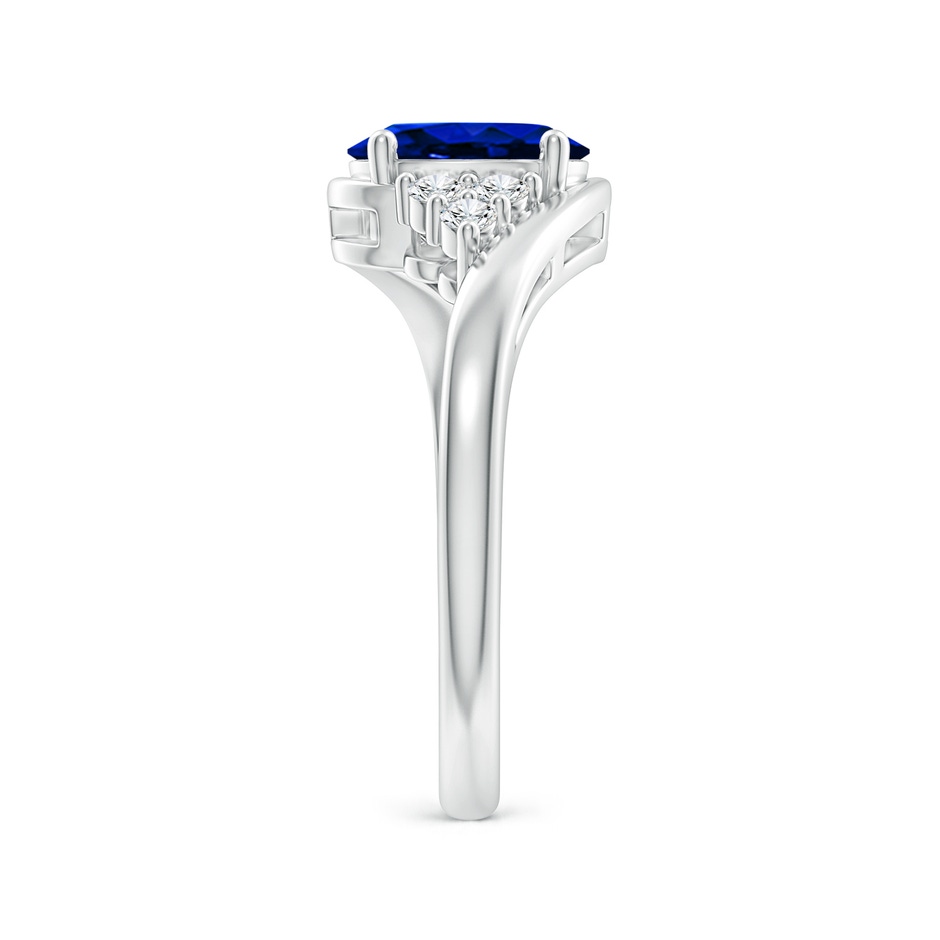 8x6mm AAAA Oval Sapphire Bypass Ring with Trio Diamond Accents in P950 Platinum side 2