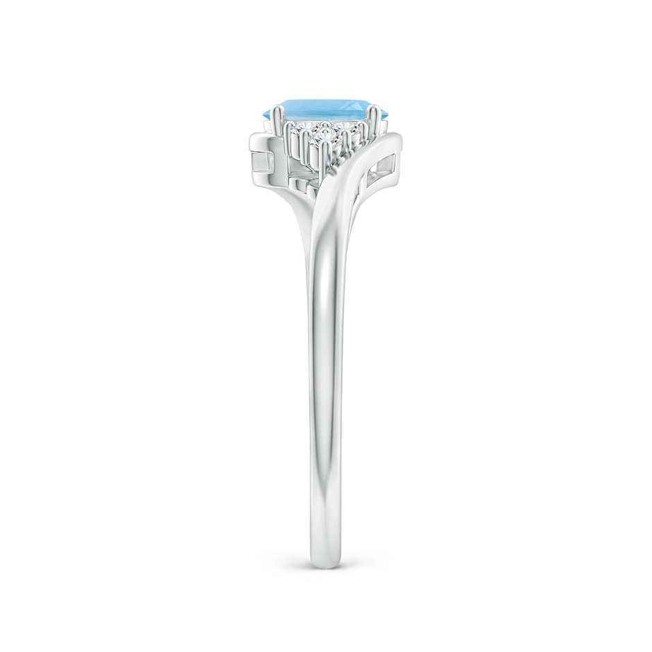 6x4mm A Oval Swiss Blue Topaz Bypass Ring with Trio Diamond Accents in P950 Platinum side-2