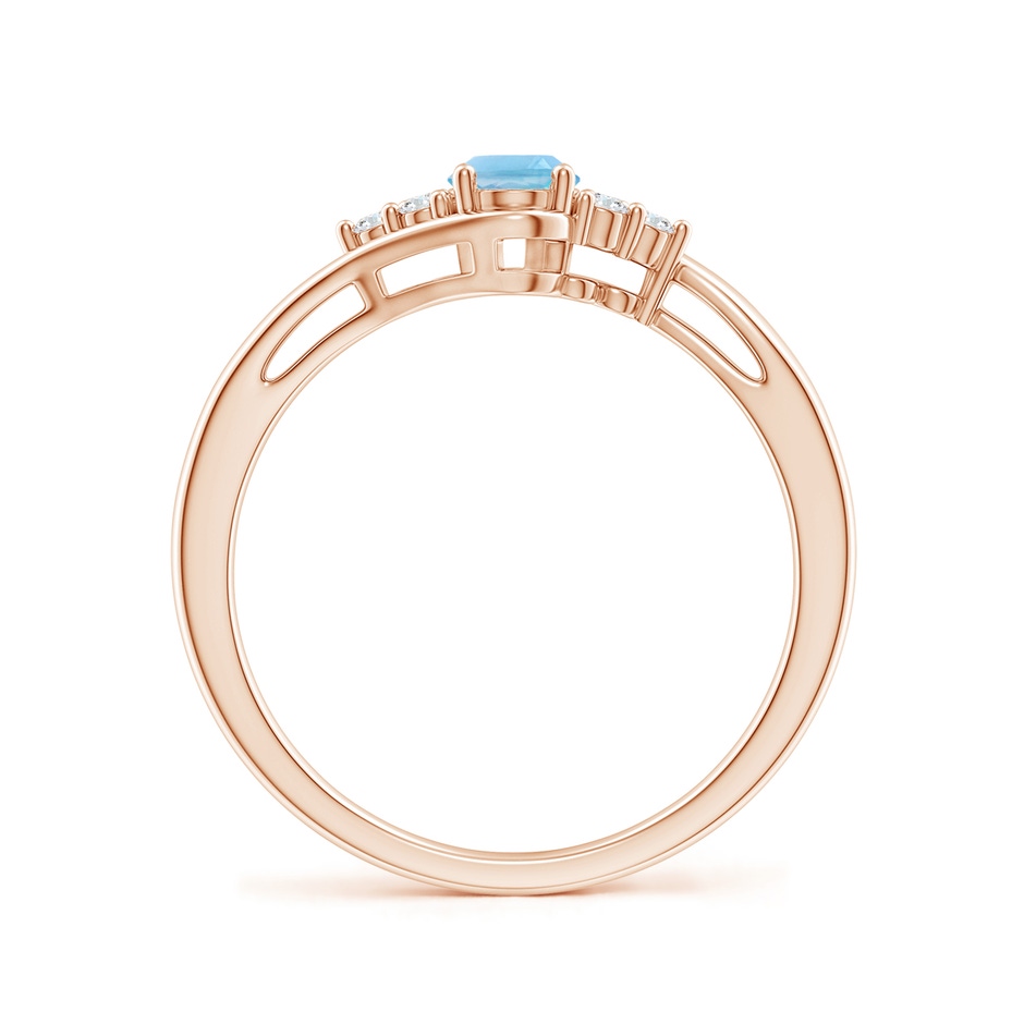 6x4mm A Oval Swiss Blue Topaz Bypass Ring with Trio Diamond Accents in Rose Gold side-1