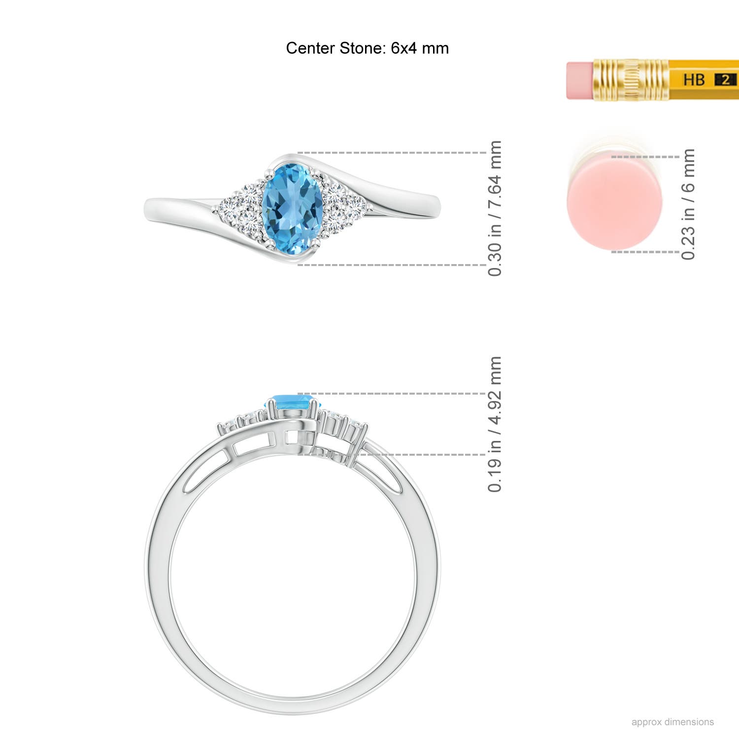 AA - Swiss Blue Topaz / 0.62 CT / 14 KT White Gold