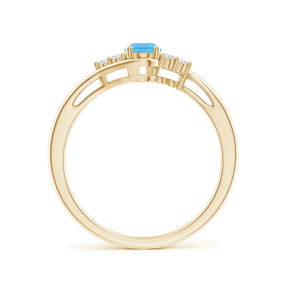6x4mm AA Oval Swiss Blue Topaz Bypass Ring with Trio Diamond Accents in Yellow Gold side-1