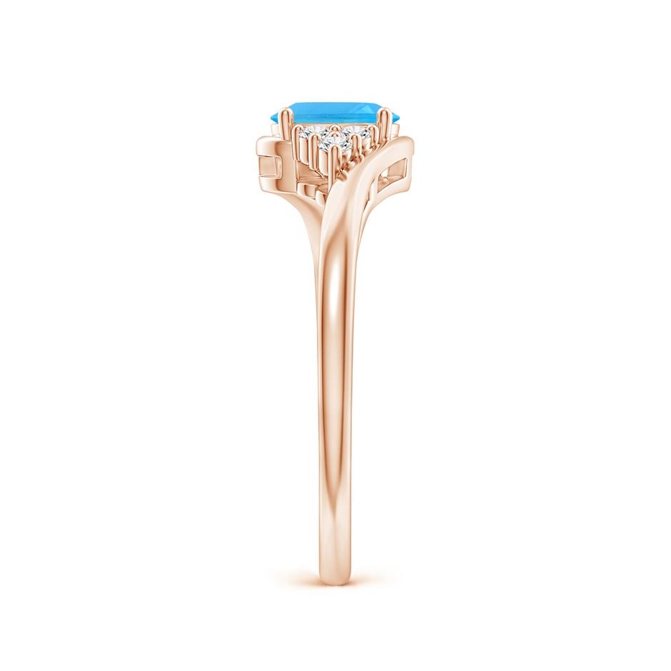 6x4mm AAA Oval Swiss Blue Topaz Bypass Ring with Trio Diamond Accents in Rose Gold side-2