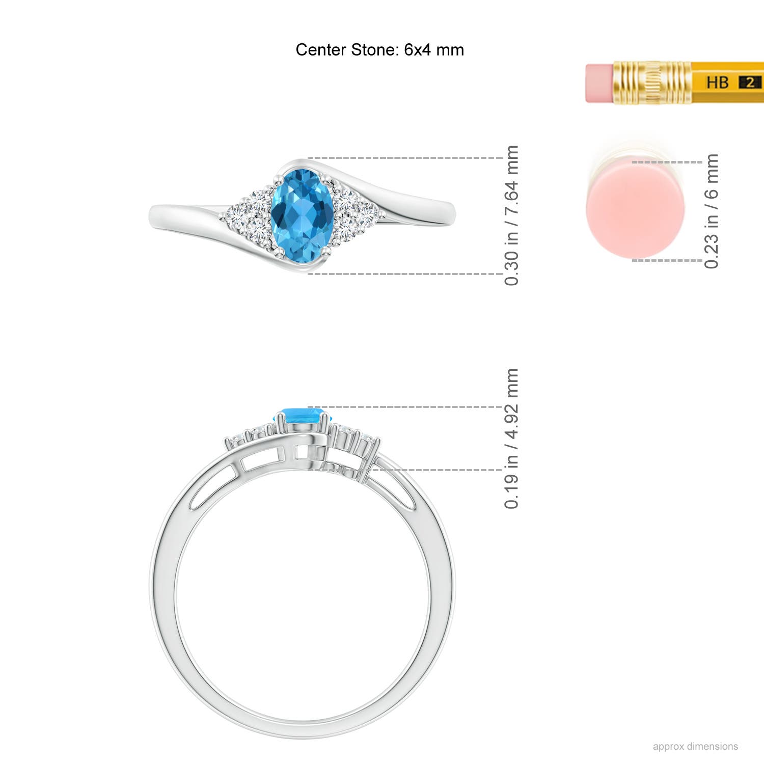 AAA - Swiss Blue Topaz / 0.62 CT / 14 KT White Gold