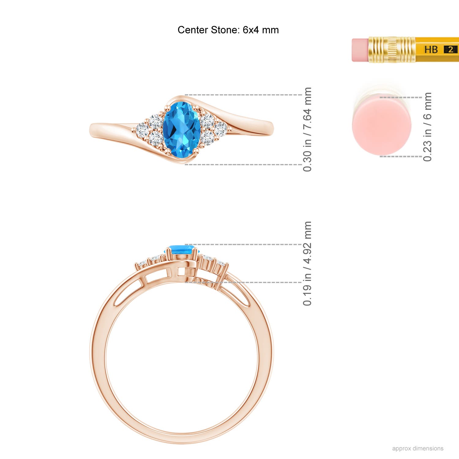 AAAA - Swiss Blue Topaz / 0.62 CT / 14 KT Rose Gold