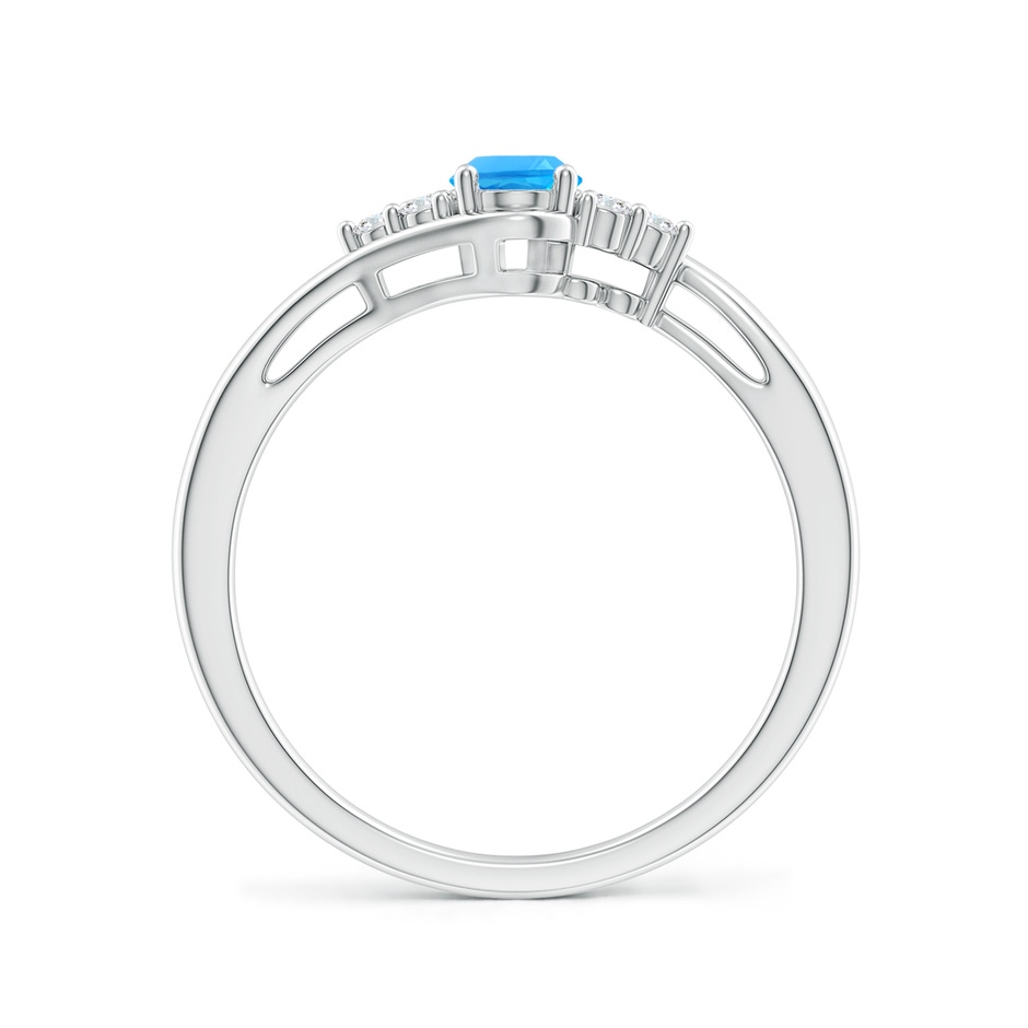 6x4mm AAAA Oval Swiss Blue Topaz Bypass Ring with Trio Diamond Accents in White Gold side-1