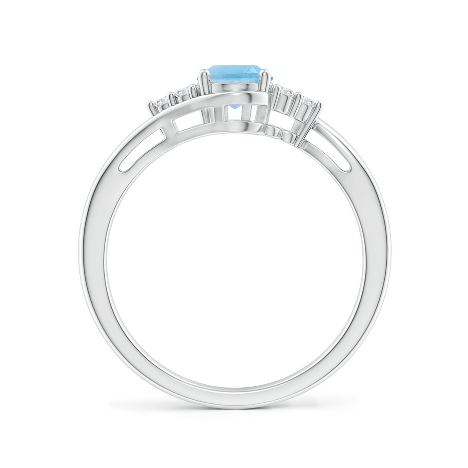 7x5mm A Oval Swiss Blue Topaz Bypass Ring with Trio Diamond Accents in P950 Platinum side-1