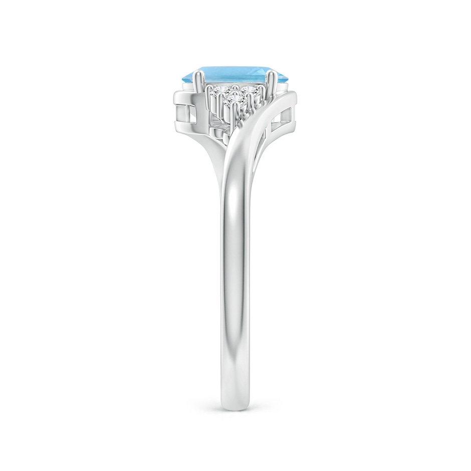 7x5mm A Oval Swiss Blue Topaz Bypass Ring with Trio Diamond Accents in P950 Platinum side-2
