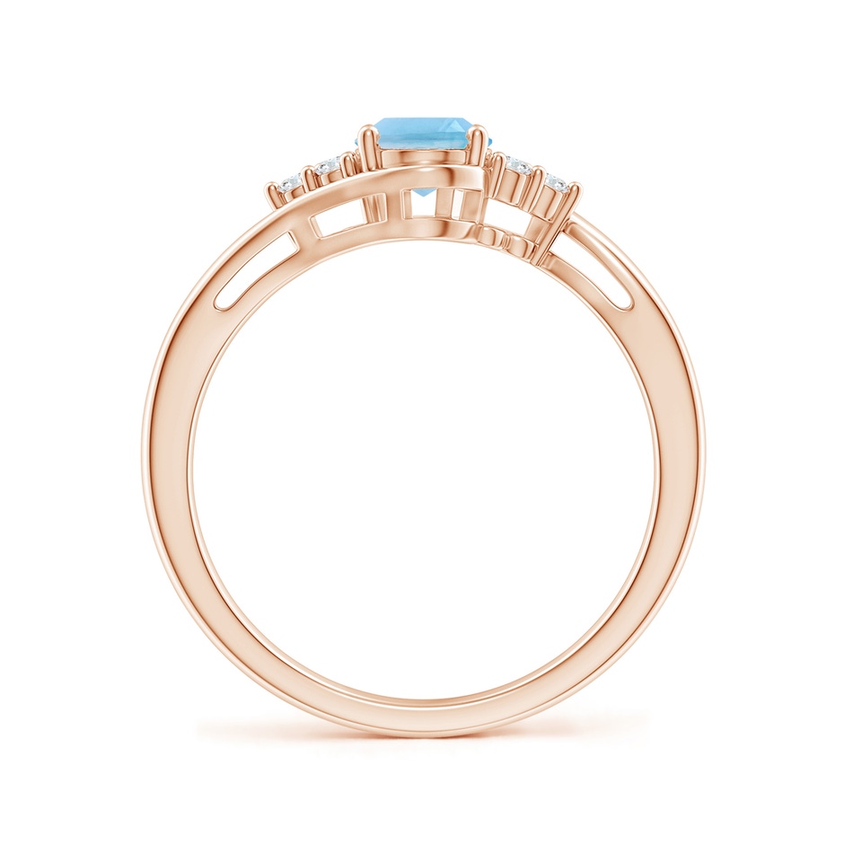 7x5mm A Oval Swiss Blue Topaz Bypass Ring with Trio Diamond Accents in Rose Gold side-1