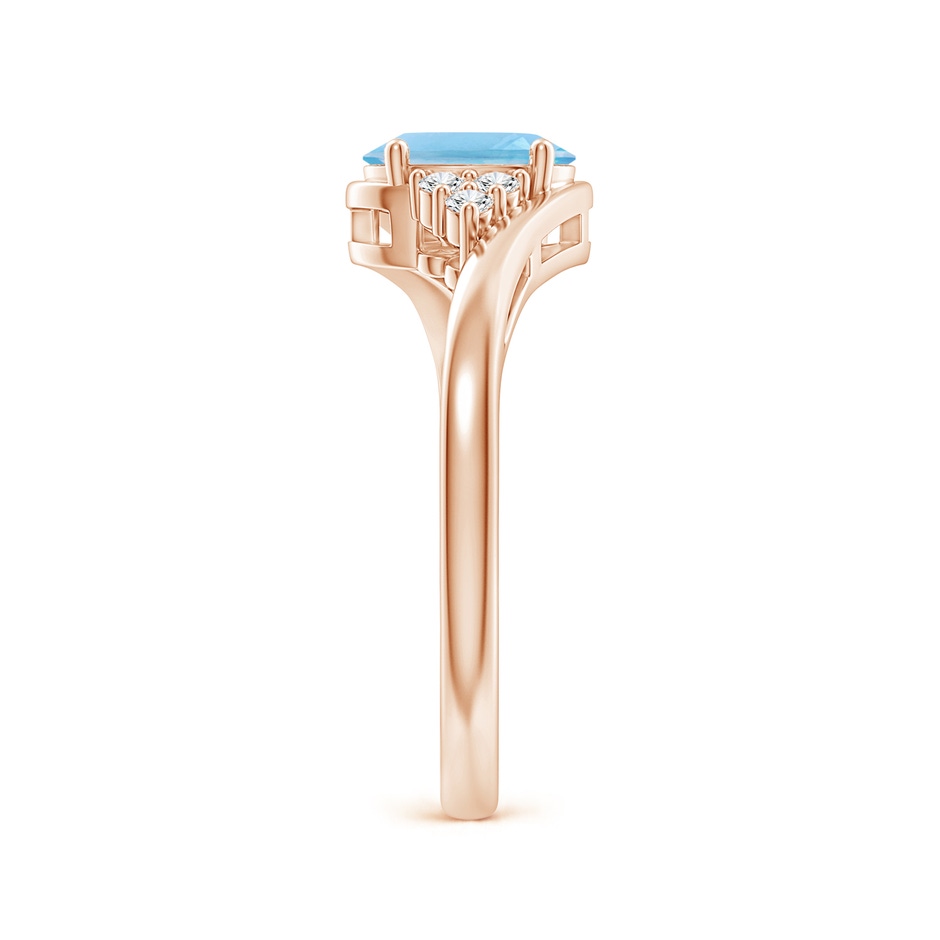 7x5mm A Oval Swiss Blue Topaz Bypass Ring with Trio Diamond Accents in Rose Gold side-2