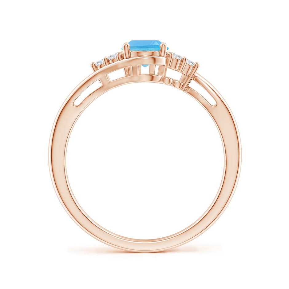 7x5mm AA Oval Swiss Blue Topaz Bypass Ring with Trio Diamond Accents in Rose Gold side-1