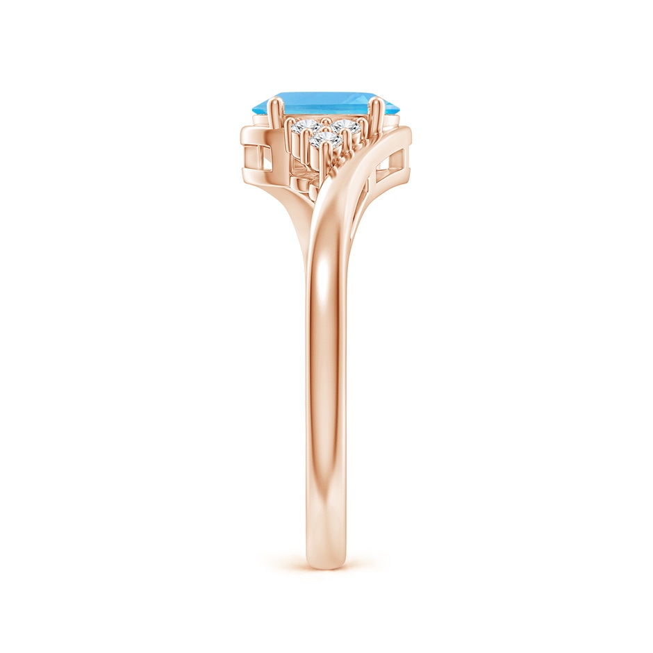7x5mm AA Oval Swiss Blue Topaz Bypass Ring with Trio Diamond Accents in Rose Gold side-2