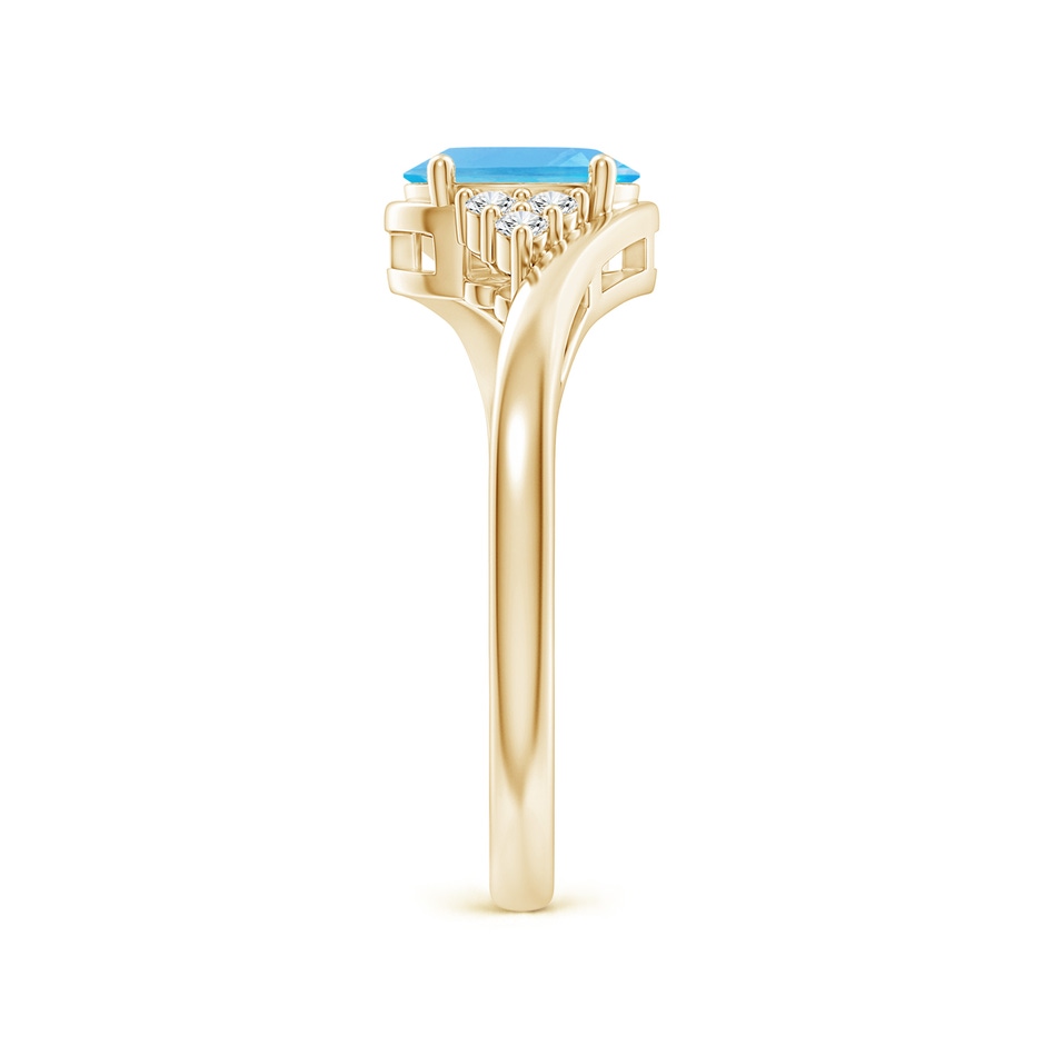 7x5mm AA Oval Swiss Blue Topaz Bypass Ring with Trio Diamond Accents in Yellow Gold side-2