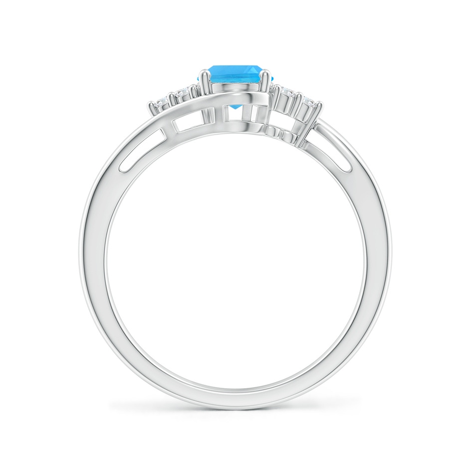 7x5mm AAA Oval Swiss Blue Topaz Bypass Ring with Trio Diamond Accents in White Gold side-1