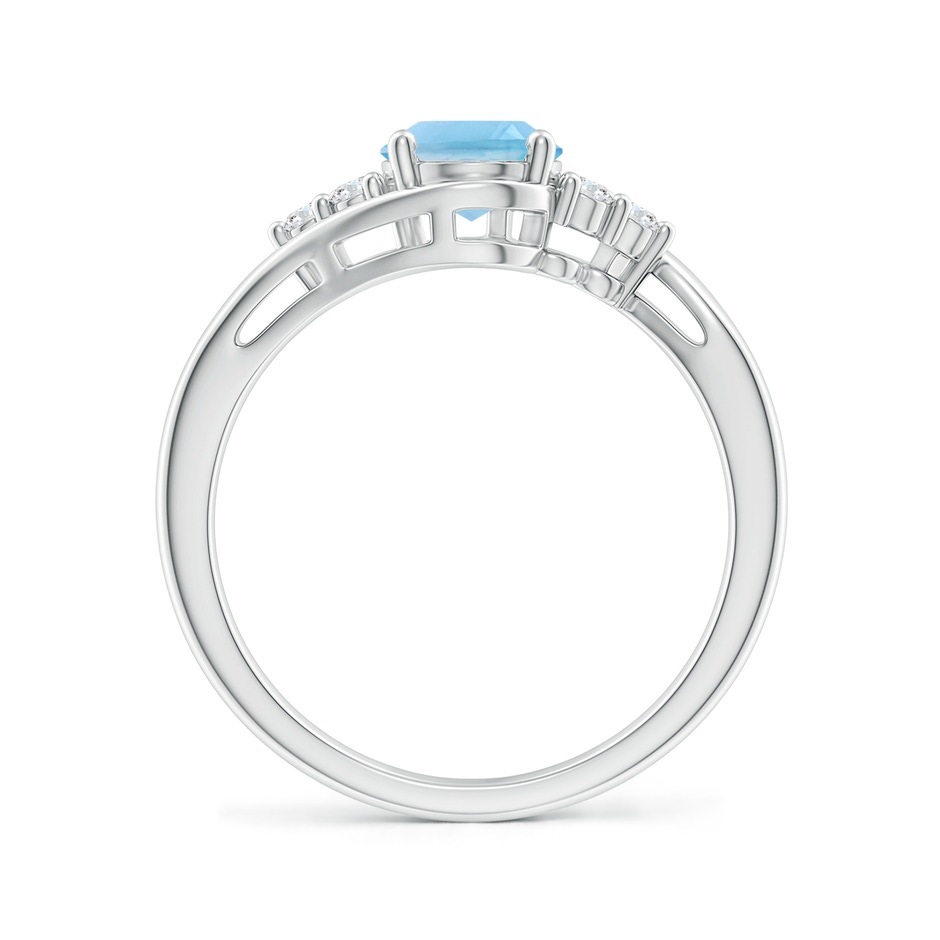 8x6mm A Oval Swiss Blue Topaz Bypass Ring with Trio Diamond Accents in P950 Platinum side-1