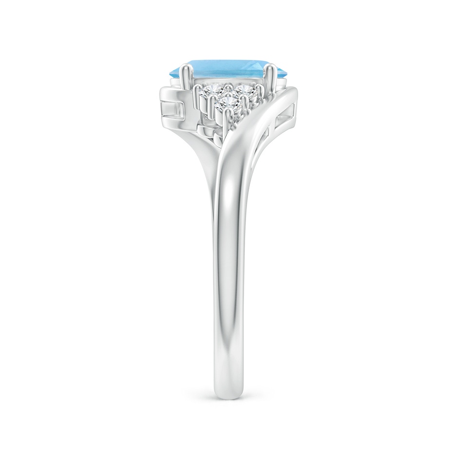 8x6mm A Oval Swiss Blue Topaz Bypass Ring with Trio Diamond Accents in P950 Platinum side-2