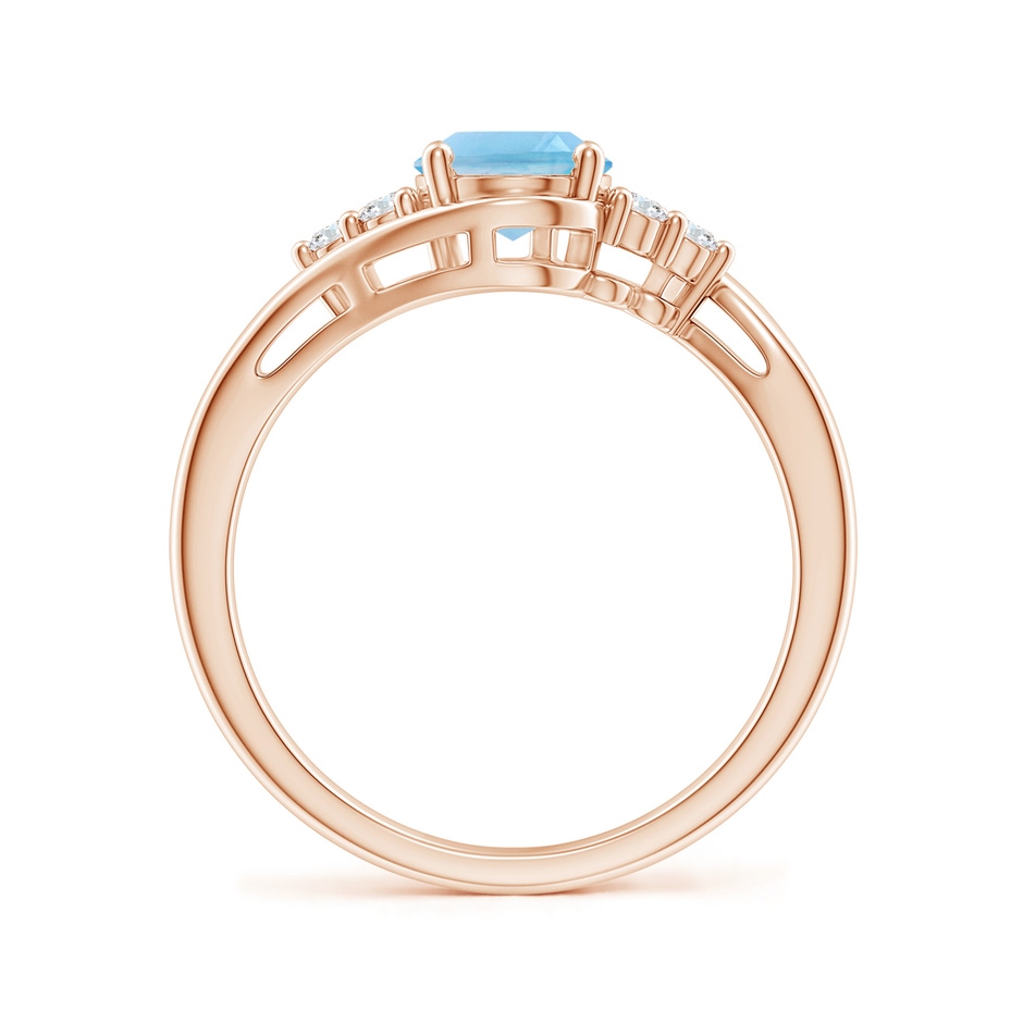 8x6mm A Oval Swiss Blue Topaz Bypass Ring with Trio Diamond Accents in Rose Gold side-1
