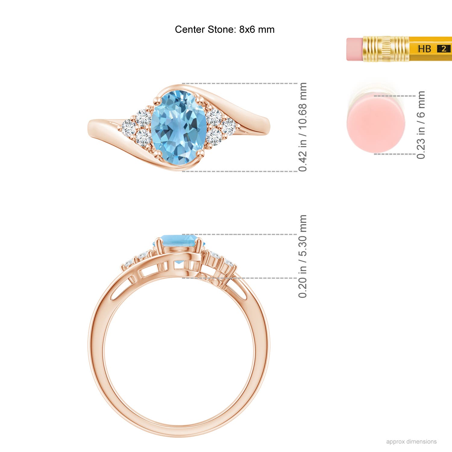 A - Swiss Blue Topaz / 1.67 CT / 14 KT Rose Gold