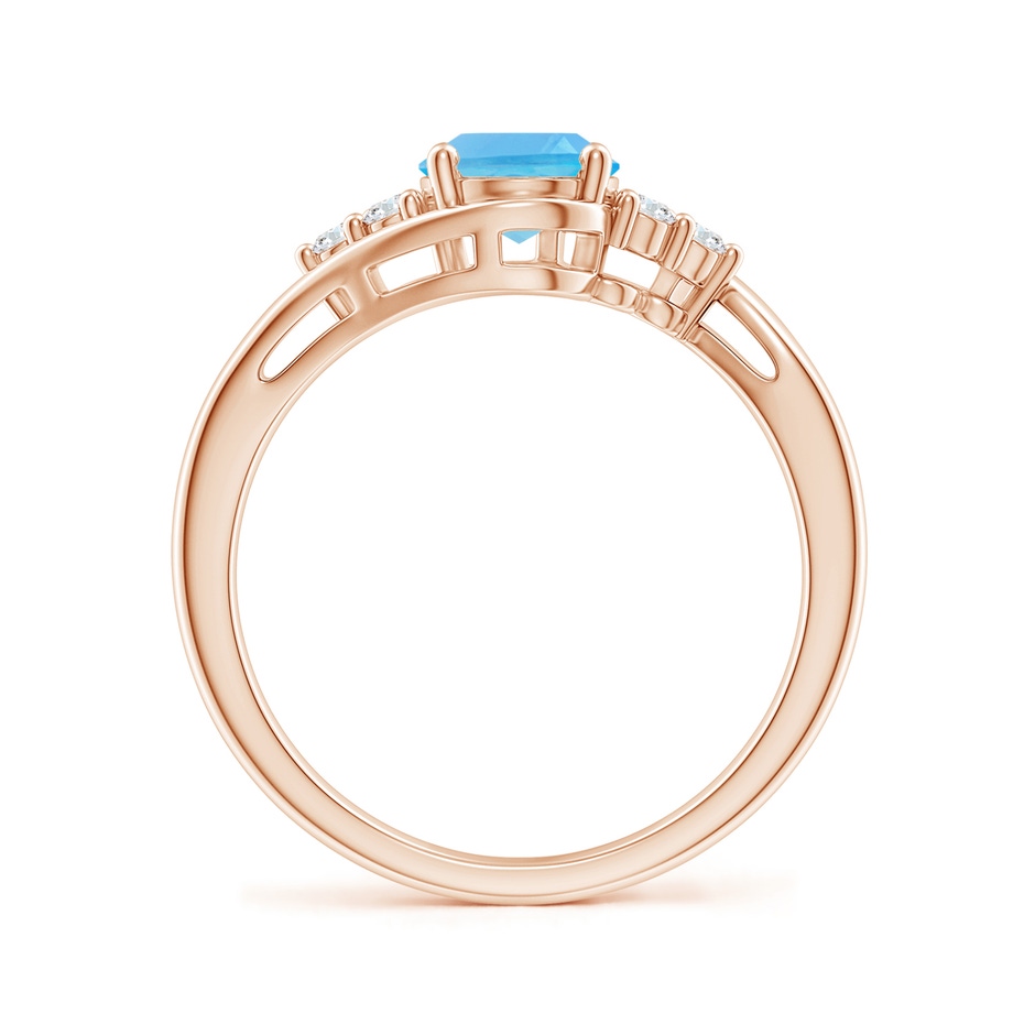 8x6mm AA Oval Swiss Blue Topaz Bypass Ring with Trio Diamond Accents in Rose Gold side-1