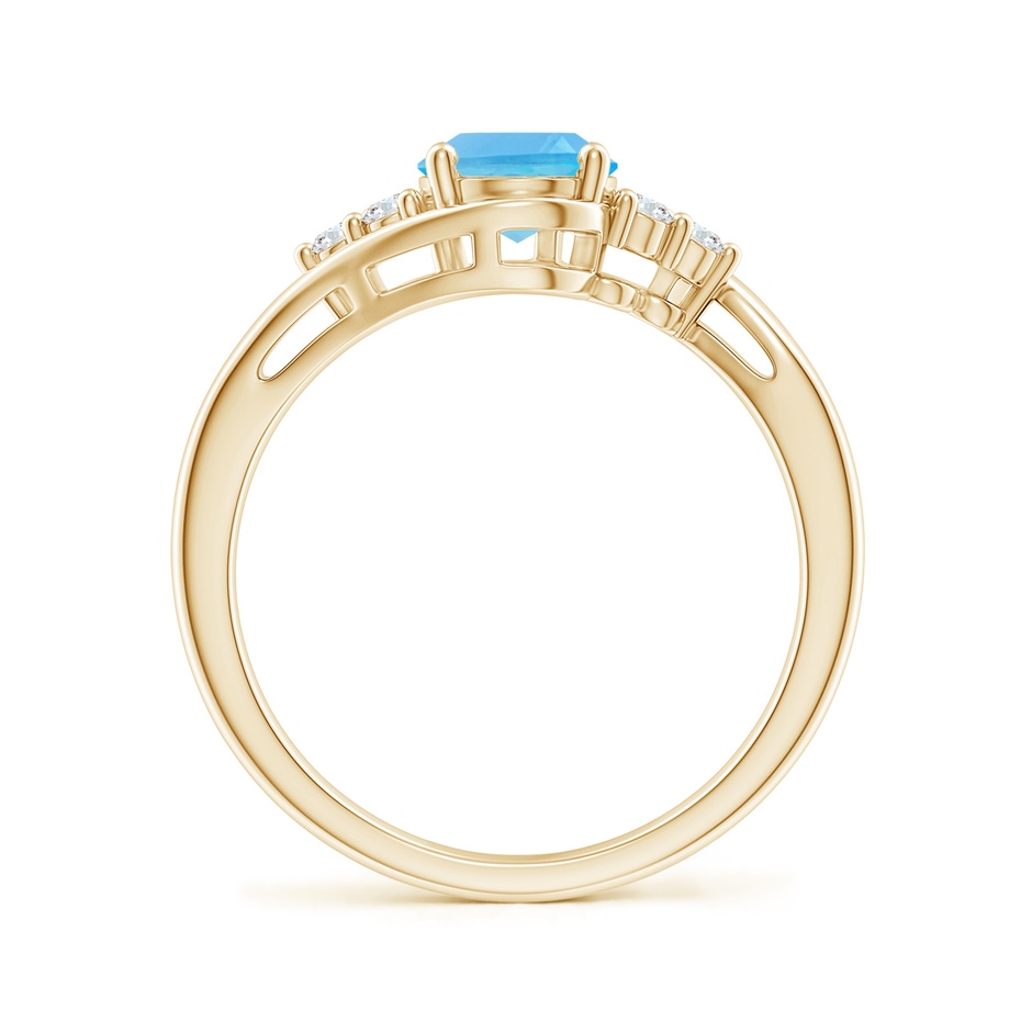 8x6mm AA Oval Swiss Blue Topaz Bypass Ring with Trio Diamond Accents in Yellow Gold side-1