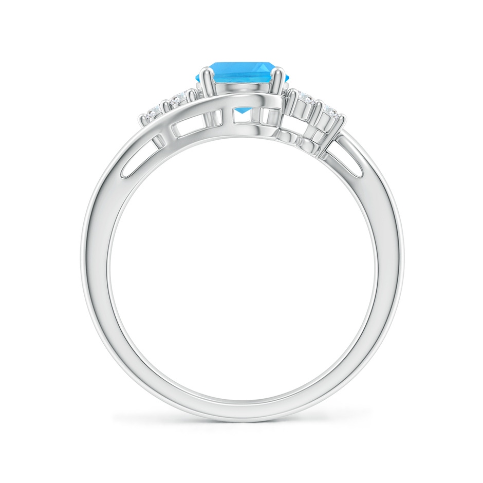 8x6mm AAA Oval Swiss Blue Topaz Bypass Ring with Trio Diamond Accents in P950 Platinum side-1