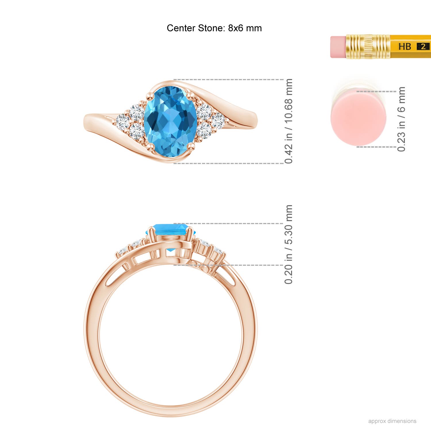 AAA - Swiss Blue Topaz / 1.67 CT / 14 KT Rose Gold