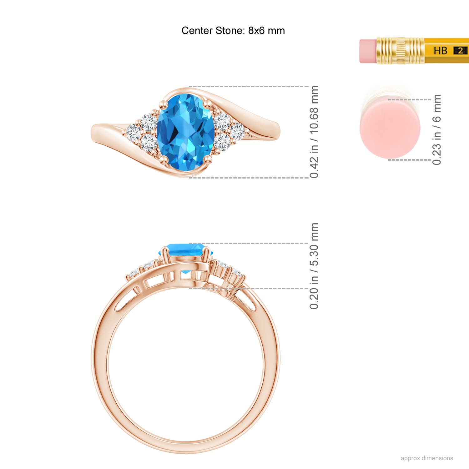 AAAA - Swiss Blue Topaz / 1.67 CT / 14 KT Rose Gold