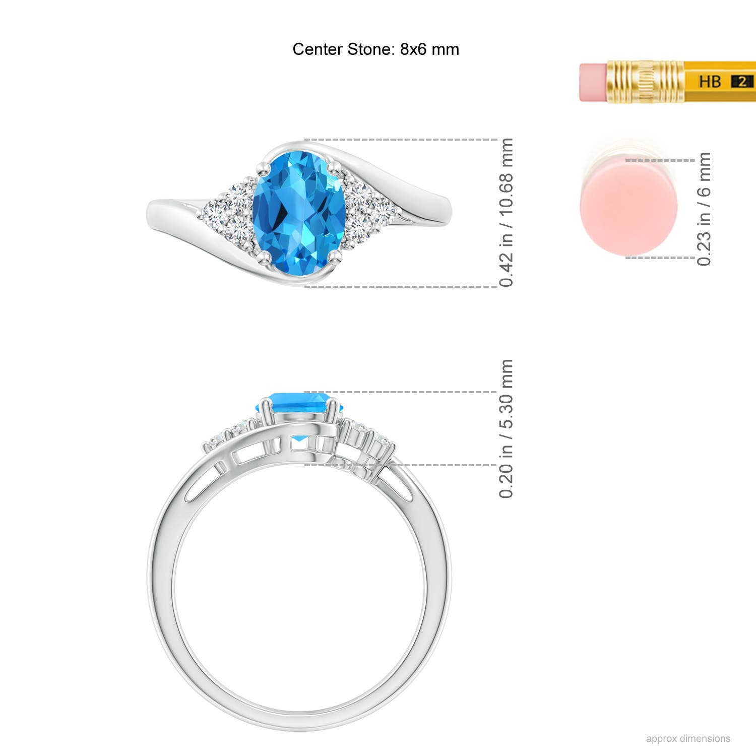 AAAA - Swiss Blue Topaz / 1.67 CT / 14 KT White Gold