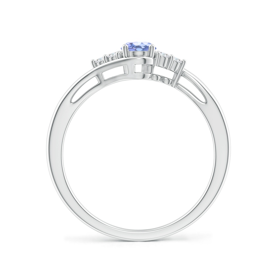 6x4mm A Oval Tanzanite Bypass Ring with Trio Diamond Accents in White Gold side-1