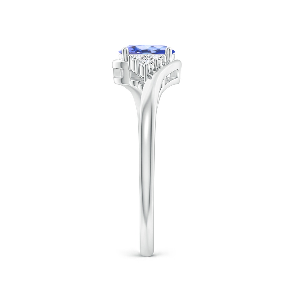 6x4mm AA Oval Tanzanite Bypass Ring with Trio Diamond Accents in White Gold side-2