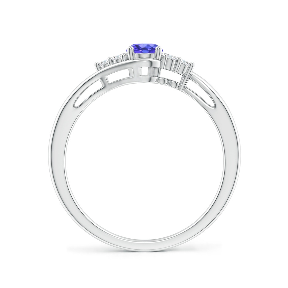 6x4mm AAA Oval Tanzanite Bypass Ring with Trio Diamond Accents in 9K White Gold side-1