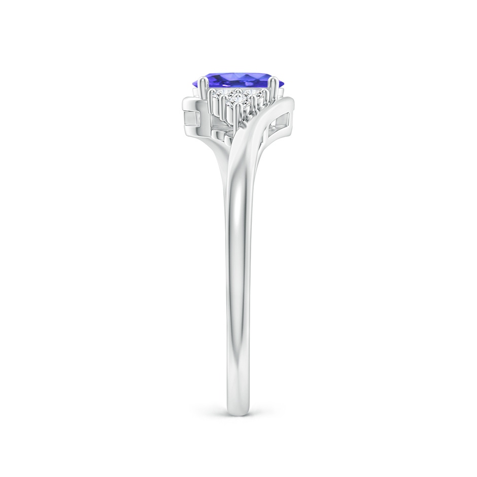 6x4mm AAA Oval Tanzanite Bypass Ring with Trio Diamond Accents in 9K White Gold side-2