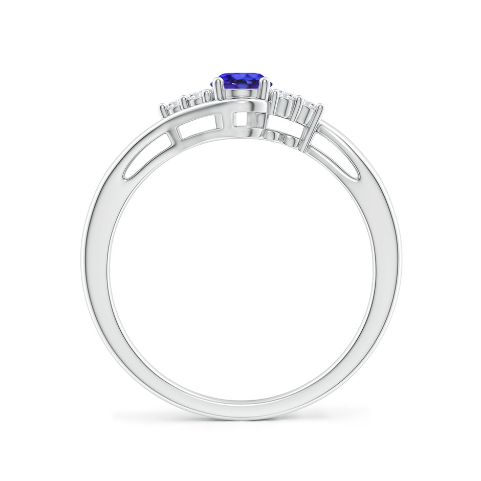 6x4mm AAAA Oval Tanzanite Bypass Ring with Trio Diamond Accents in P950 Platinum side-1