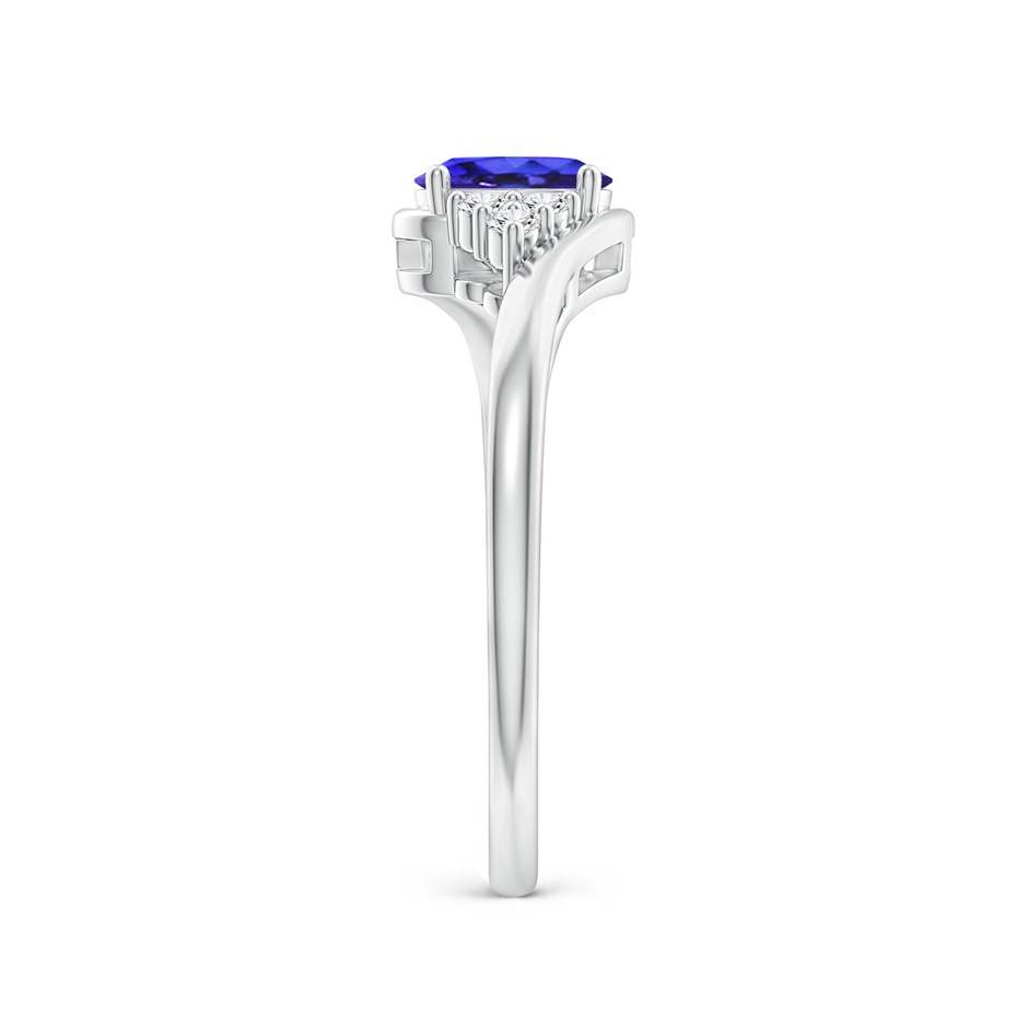 6x4mm AAAA Oval Tanzanite Bypass Ring with Trio Diamond Accents in P950 Platinum side-2