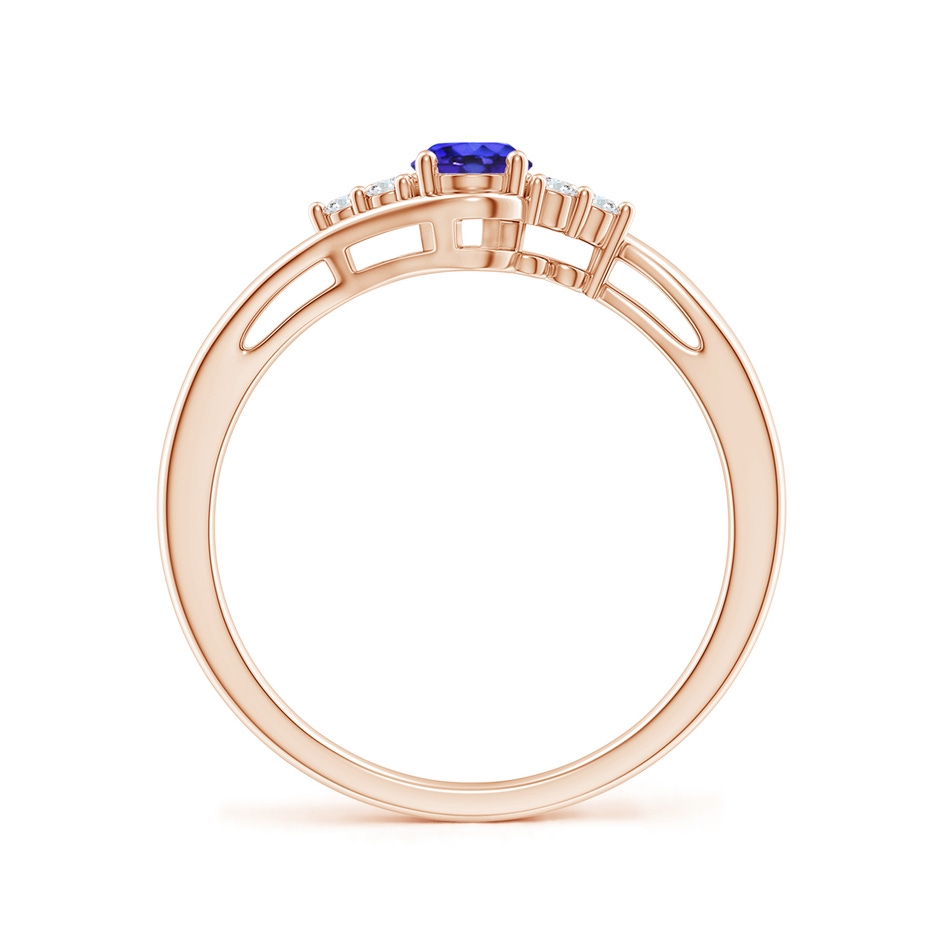 6x4mm AAAA Oval Tanzanite Bypass Ring with Trio Diamond Accents in Rose Gold side-1